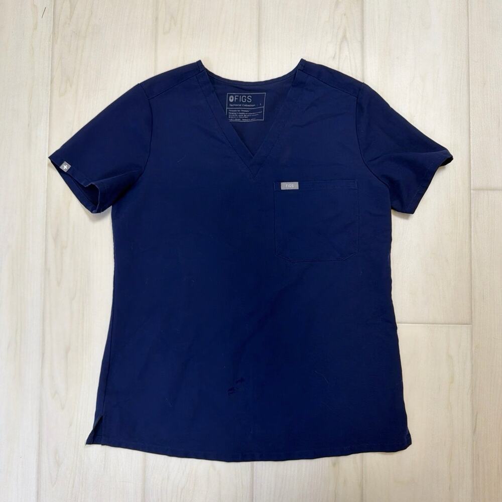 FIGS Catarina One-Pocket Scrub Top Navy Blue V-Neck Medical Uniform Size Small